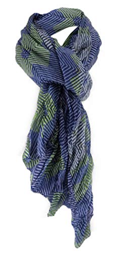TigerTie Chiffon Schal in dunkelblau grün grau gemustert - Gr. 180 x 90 cm von TigerTie