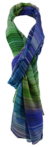 TigerTie Chiffon Schal in grün blau türkis grau lila dunkelgrün gemustert von TigerTie