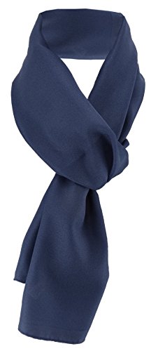 TigerTie Damen Chiffon Halstuch blau marine dunkelblau Uni Gr. 160 cm x 36 cm - Schal von TigerTie