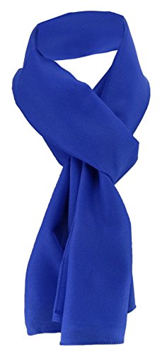 TigerTie Damen Chiffon Halstuch blau royalblau Uni Gr. 160 cm x 36 cm - Schal von TigerTie