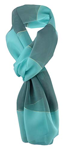 Damen Chiffon Halstuch grün türkis gestreift Gr. 165 cm x 40 cm - Tuch Schal von TigerTie