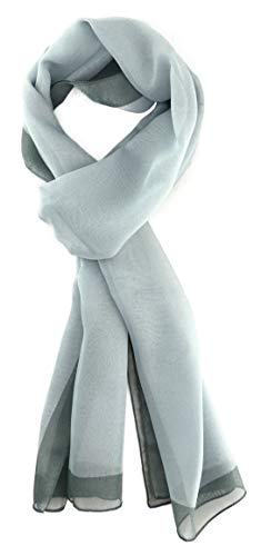 TigerTie Damen Chiffon Halstuch in grau anthrazit mit Bordüre - Größe 160 cm x 36 cm TigerTie Damen Chiffon Halstuch in grau anthrazit mit Bordüre - Größe 160 cm x 36 cm von TigerTie