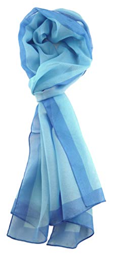 TigerTie Damen Chiffon Halstuch in hellblau blau mit Bordüre - Größe 160 cm x 36 cm von TigerTie