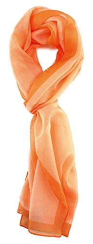 TigerTie Damen Chiffon Halstuch in lachs orange mit Bordüre - Größe 160 cm x 36 cm von TigerTie