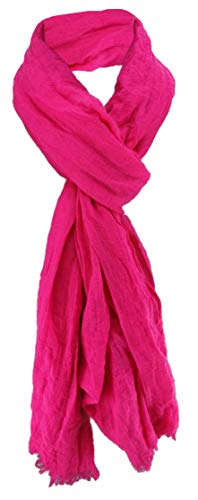 TigerTie Damen Chiffon Halstuch in pink magenta Uni Gr. 180 cm x 50 cm - Tuch Schal von TigerTie
