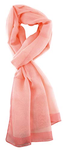 TigerTie Damen Chiffon Halstuch in rosa rosé mit Bordüre - Größe 160 cm x 36 cm von TigerTie