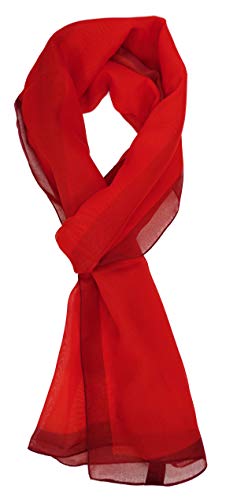 TigerTie Damen Chiffon Halstuch in rot dunkelrot mit Bordüre - Größe 160 cm x 36 cm von TigerTie