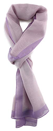 TigerTie Damen Chiffon Halstuch in violett flieder lila mit Bordüre - Größe 160 cm x 36 cm von TigerTie