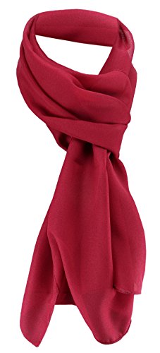 TigerTie Damen Chiffon Halstuch rot bordeaux Uni Gr. 160 cm x 36 cm - Schal von TigerTie