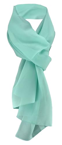 TigerTie Damen Chiffon Halstuch türkis mint Uni Gr. 160 cm x 36 cm - Schal von TigerTie