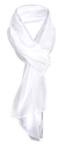 TigerTie Damen Chiffon Halstuch weiß schneeweiß Uni Gr. 160 cm x 36 cm - Schal von TigerTie