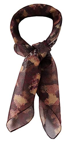 TigerTie Damen Chiffon Nickituch Halstuch in bordeaux rotbraun grau braun gemustert - Größe 58 x 58 cm von TigerTie