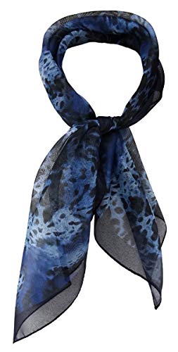 TigerTie Damen Chiffon Nickituch Halstuch in marine blau dunkelblau schwarz Leoparden Muster - Größe 58 x 58 cm von TigerTie