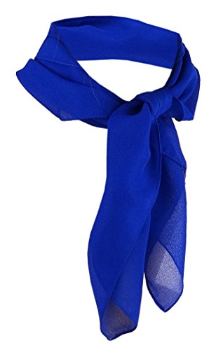 TigerTie Damen Chiffon Nickituch in blau royalblau einfarbig unicolor - Halstuch Größe 50 cm x 50 cm von TigerTie