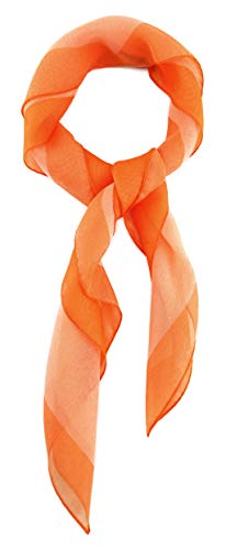 TigerTie Damen Chiffon Nickituch in lachs orange mit Bordüre - Größe 58 cm x 58 cm von TigerTie