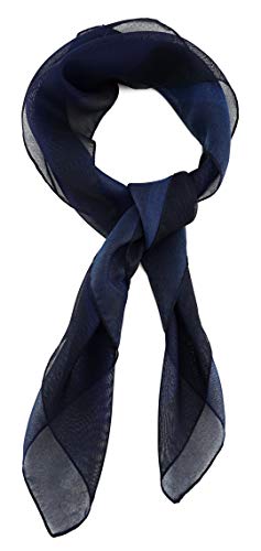 TigerTie Damen Chiffon Nickituch in marine dunkelblau mit Bordüre - Größe 58 cm x 58 cm von TigerTie