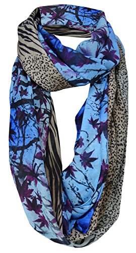 TigerTie Damen Loop Schal blau braun violett schwarz beige gemustert - Gr. 150 x 110 cm von TigerTie