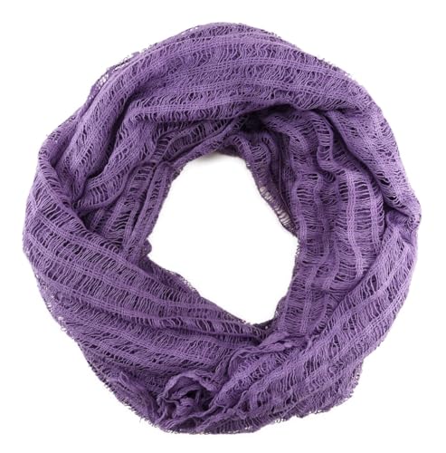 TigerTie - Damen Netzschal in lila violett Uni mit Fransen - Gr. 190 x 90 cm - Schal von TigerTie