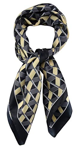 TigerTie Damen Nickituch Halstuch in beige anthrazit schwarz silber gemustert - Größe 60 x 60 cm von TigerTie