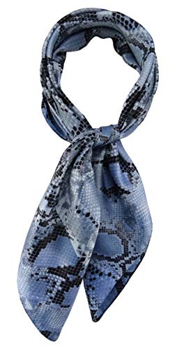 TigerTie Damen Nickituch Halstuch in blau grau schwarz Schlangenmuster - Größe 60 x 60 cm von TigerTie