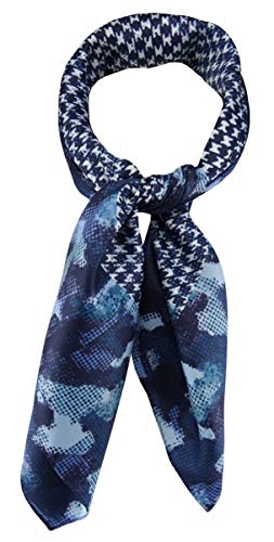 TigerTie Damen Nickituch Halstuch in blau marine hellblau türkis gemustert - Größe 60 x 60 cm von TigerTie