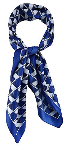 TigerTie Damen Nickituch Halstuch in blau royal marine anthrazit silber gemustert - Größe 60 x 60 cm von TigerTie