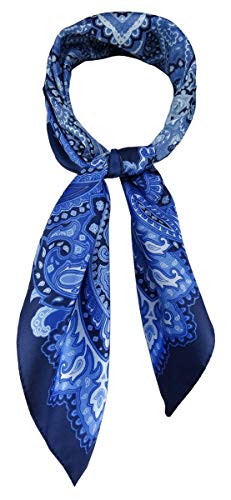 TigerTie Damen Nickituch Halstuch in blau royal marine silber türkis gemustert - Größe 60 x 60 cm von TigerTie