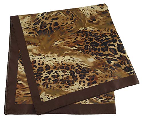 TigerTie Damen Nickituch Halstuch in braun beige dunkelbraun schwarz Leopardenmuster - Größe 60 x 60 cm von TigerTie