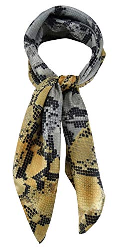 TigerTie Damen Nickituch Halstuch in gold anthrazit schwarz beige silber Schlangenmuster - Größe 60 x 60 cm von TigerTie