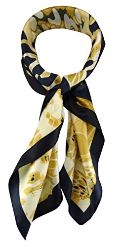 TigerTie Damen Nickituch Halstuch in gold beige braun grau gemustert - Größe 60 x 60 cm von TigerTie