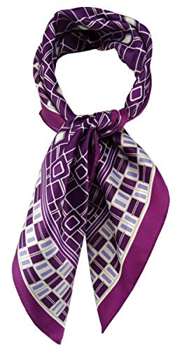 TigerTie Damen Nickituch Halstuch in lila violett silber flieder grau gemustert - Größe 60 x 60 cm von TigerTie