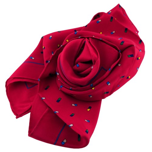 TigerTie Damen Seidenhalstuch rot dunkelrot mehrfarbig 90 x 90 - Tuch Nickituch Schal Seide von TigerTie