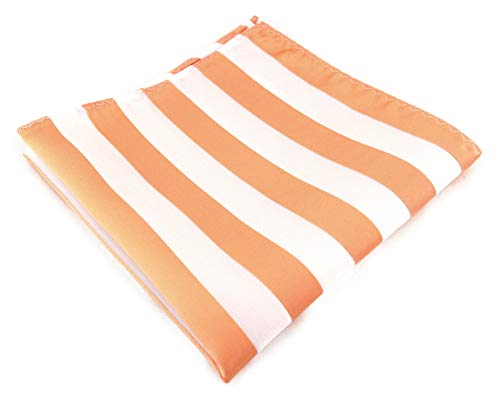 TigerTie Designer Einstecktuch in apricot weiss gestreift - Stecktuchgröße 30 x 30 cm von TigerTie