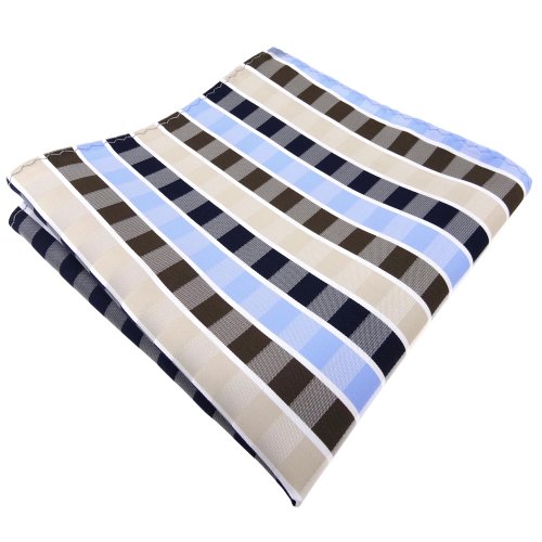 TigerTie Designer Einstecktuch in beige braun blau hellblau weiß gestreift von TigerTie