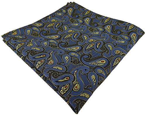 TigerTie Designer Einstecktuch in blau gold rot schwarz Paisley gemustert von TigerTie