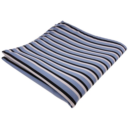 TigerTie Designer Einstecktuch in blau graublau schwarz weiß gestreift von TigerTie