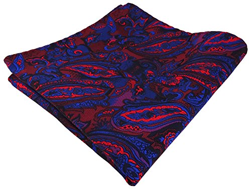 TigerTie Designer Einstecktuch in blau rot weinrot lila schwarz Paisley gemustert von TigerTie