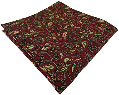 TigerTie Designer Einstecktuch in bordeaux gold grün schwarz Paisley gemustert von TigerTie