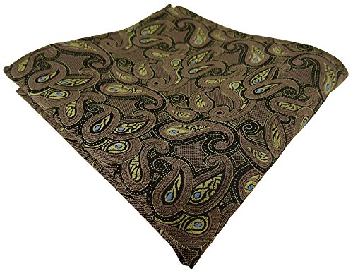 TigerTie Designer Einstecktuch in braun gold blau schwarz Paisley gemustert von TigerTie