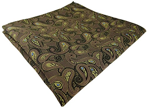 TigerTie Designer Einstecktuch in braun gold blau schwarz Paisley gemustert von TigerTie