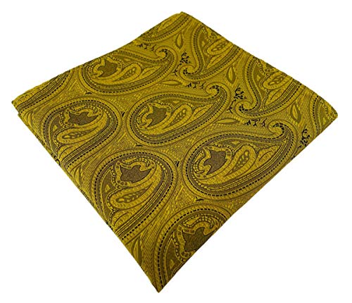 TigerTie Designer Einstecktuch in gold schwarz Paisley gemustert von TigerTie