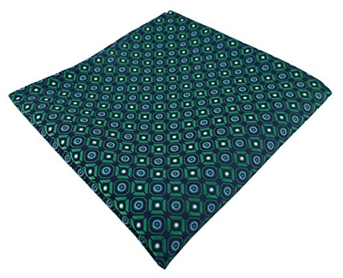 TigerTie Designer Einstecktuch in grün blau silber schwarz gemustert - Stecktuchgröße 30 x 30 cm von TigerTie