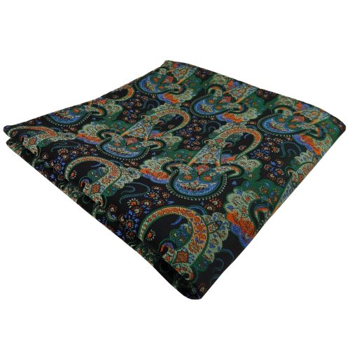 TigerTie Designer Einstecktuch in grün dunkelgrün orange blau Paisley gemustert TigerTie Designer Einstecktuch in grün dunkelgrün orange blau Paisley gemustert von TigerTie