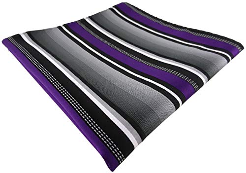 TigerTie Designer Einstecktuch in lila silber grau weiss gestreift - Stecktuchgröße 30 x 30 cm von TigerTie