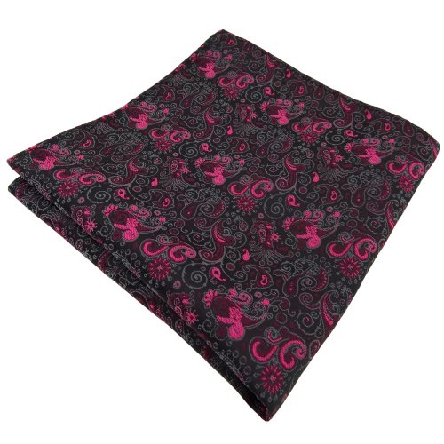 TigerTie Designer Einstecktuch in magenta lila schwarz grau paisley von TigerTie