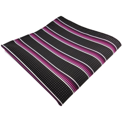 TigerTie Designer Einstecktuch in magenta rosa silberweiss schwarz gestreift von TigerTie