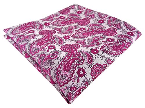 TigerTie Designer Einstecktuch in magenta silber Paisley gemustert - Größe 30 x 30 cm von TigerTie