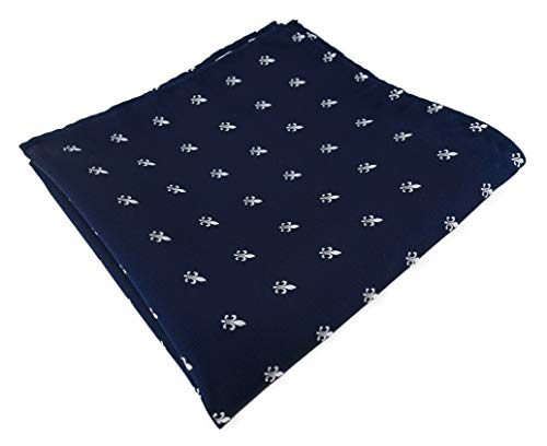 TigerTie Designer Einstecktuch in marine dunkelblau silber mit Lilien gemustert - Stecktuchgröße 30 x 30 cm von TigerTie