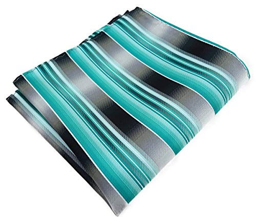 TigerTie Designer Einstecktuch in mint grün silber anthrazit grau gestreift - Stecktuchgröße 30 x 30 cm von TigerTie