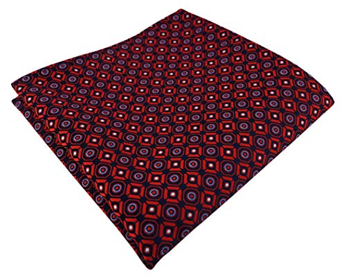 TigerTie Designer Einstecktuch in rot blau silber schwarz gemustert - Stecktuchgröße 30 x 30 cm von TigerTie